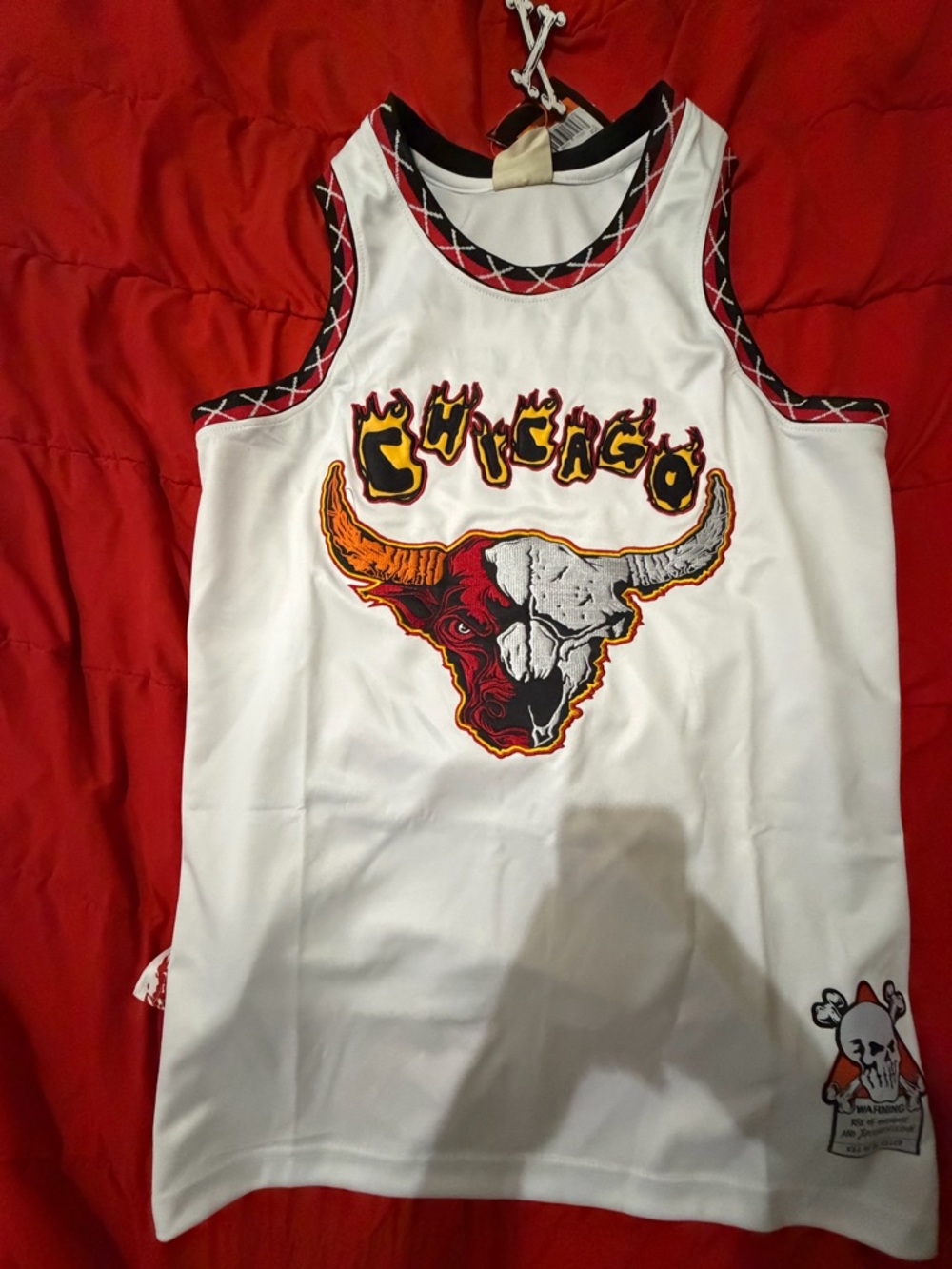 White/Red/Black Chicago Bulls BrandX Jersey XL